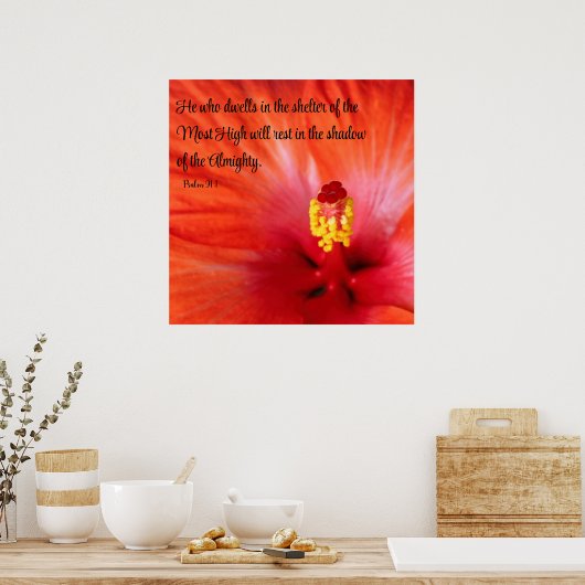 Poster psalm 91:1 (Keuken)