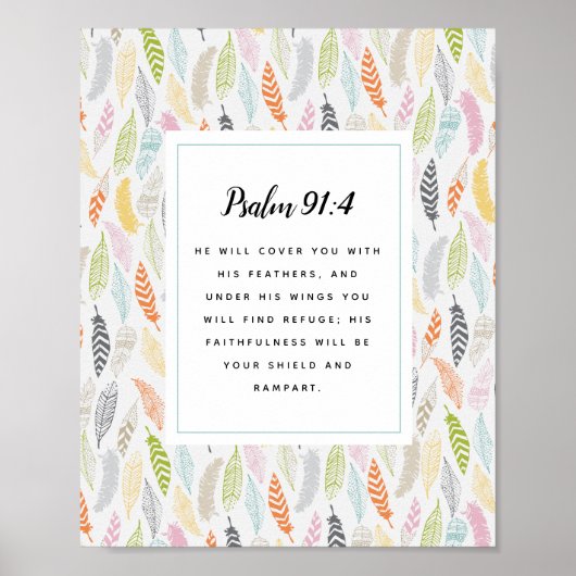 Poster Psalm 91:4 Scripture and Feather Design Art Print (Devant)
