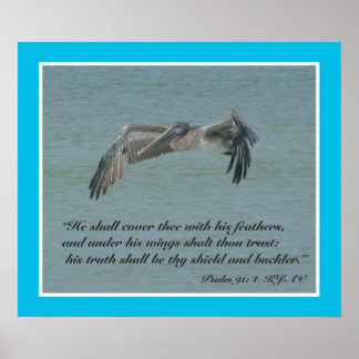 Poster Psalms 91:4 Scripture Print