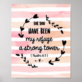 Poster Psalms Bible Verse Watercolor Pink Wash Christian