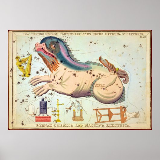 Poster Psalterium Georgii, Fluvius Eridanus, Cetus, etc. (Devant)