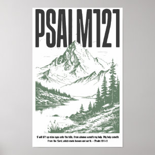 Poster Psaume 121:1-2 “Je lève mes yeux vers les montagne
