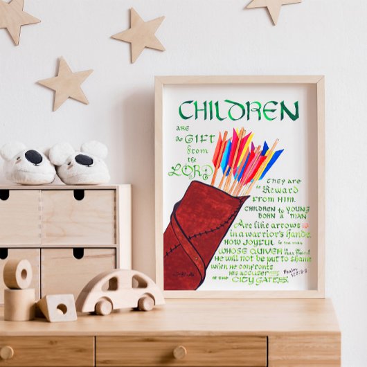 Poster Psaume 127 3-5 Enfants Bible Verse Christian