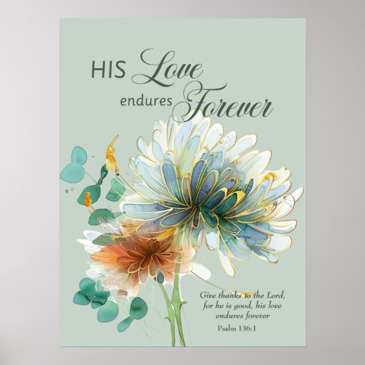 Poster Psaume 136 Son Amour Endure Pour Toujours Vert Flo (Devant)