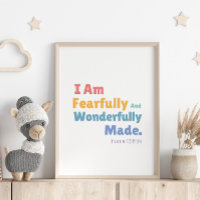 Psaume 139:14 Enfants Bible Verse Christian Nurser