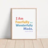 Poster Psaume 139:14 Enfants Bible Verse Christian Nurser