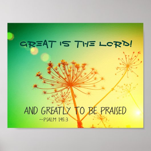 Poster Psaume 145:3 Grand est le Seigneur, Bible Verse (Devant)