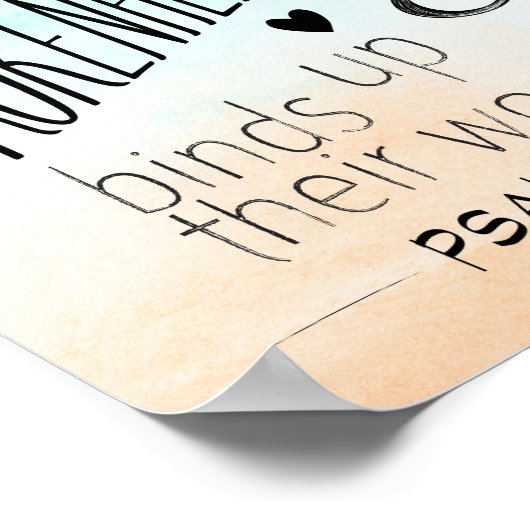 Poster Psaume 147:3 Il guérit les âmes brisées (Coin)