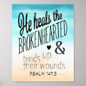 Poster Psaume 147:3 Il guérit les âmes brisées (Devant)