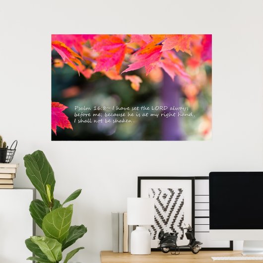 Poster Psaume 16:8 sur Feuilles d'automne (Bureau à domicile)