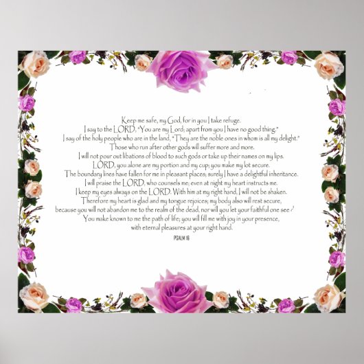 Poster Psaume 16, Verse de la Bible, Décor mural (Devant)