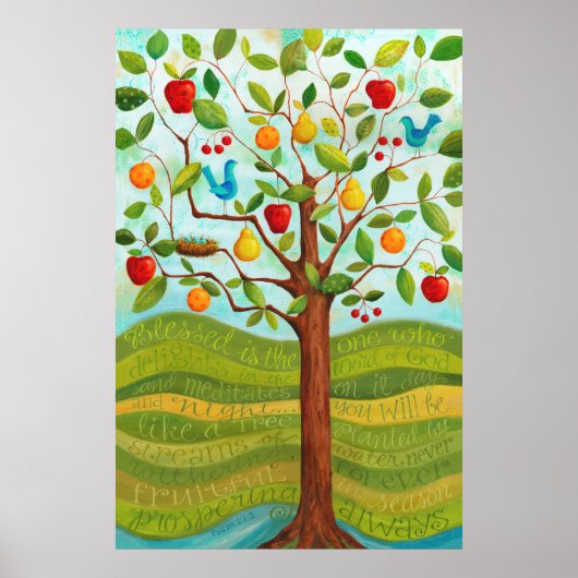 Poster Psaume 1 Arbre planté par les rivières d'eau Impri (Devant)