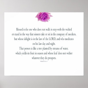 Poster Psaume 1, bless the One Does not, Pink Flower