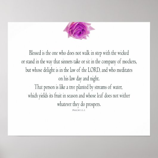 Poster Psaume 1, bless the One Does not, Pink Flower (Devant)