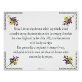 Poster Psaume 1, Pink Yellow Flower Design, Blessed, (Devant)