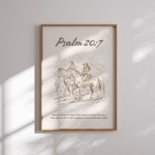 Poster Psaume 20 7 Western Cowgirl Christian Wall Art