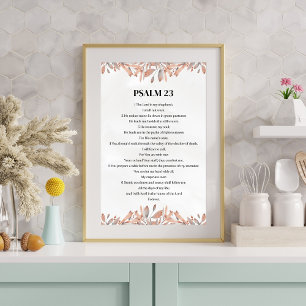 Poster Psaume 23 Aquarelle florale verset de la Bible chr