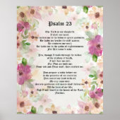 Poster Psaume 23 Bible Écriture Texte Aquarelle Fleurs (Devant)