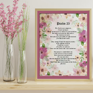 Poster Psaume 23 Bible Écriture Texte Aquarelle Fleurs