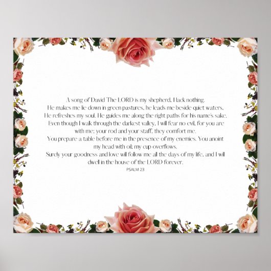 Poster Psaume 23, Verset Biblique, Décor d'Écriture Saint (Devant)