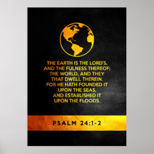 Poster Psaume 24:1-2 Verse de la Bible