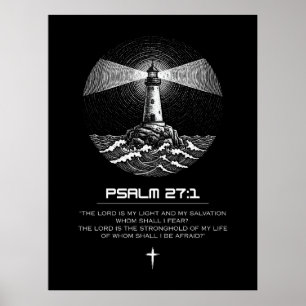 Poster Psaume 27:1 Verset de la Bible Phare Chrétien
