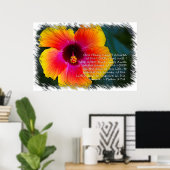 Poster Psaume 27:4 Hibiscus sur blanc (Bureau à domicile)