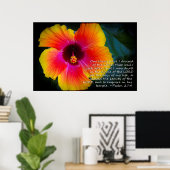 Poster Psaume 27:4 Hibiscus sur noir (Bureau à domicile)