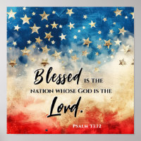 Psaume 33:12 Béni est la Nation USA Drapeau Bible