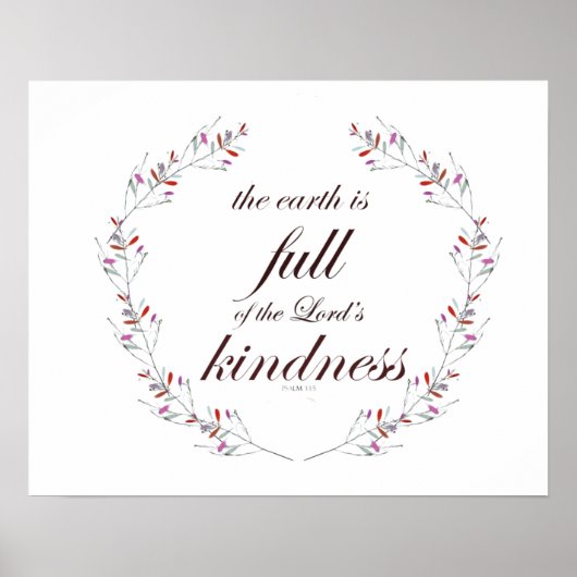 Poster Psaume 33 Écriture Floral Wreath Art (Devant)