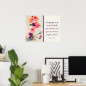 Poster Psaume 37:4 Plaisir dans l'Eternel Floral (Bureau à domicile)