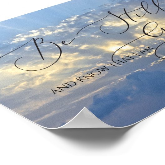 Poster Psaume 46 10, Be Still Sun Rise through Cloud (Coin)