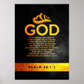 Poster Psaume 46:1-3 Verse de la Bible (Devant)