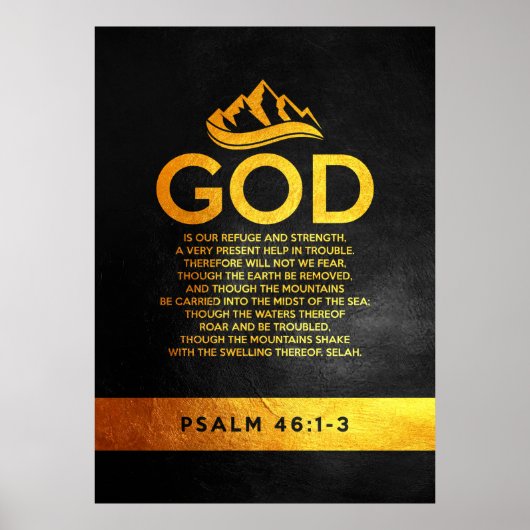 Poster Psaume 46:1-3 Verse de la Bible (Devant)