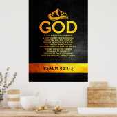 Poster Psaume 46:1-3 Verse de la Bible (Cuisine)