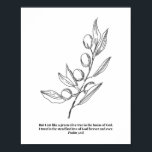 Poster Psaume 52:8<br><div class="desc">Psaume 52:8 Olive Branch Line Art Sketch noir et blanc</div>