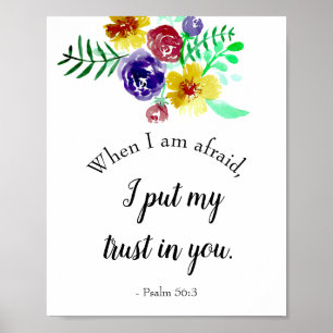 Poster Psaume 56:3 Quand j'ai peur Bible Verse Aquarelle