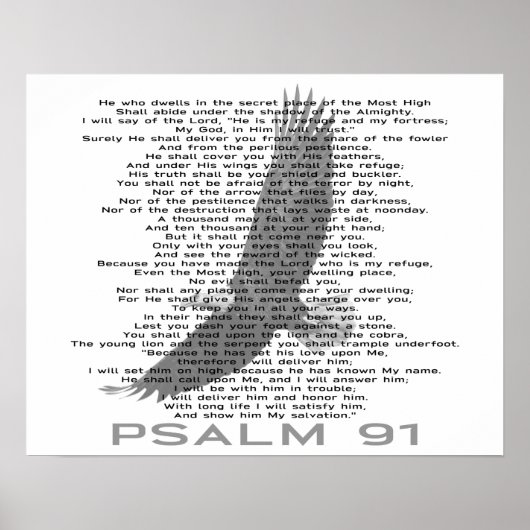 Poster Psaume 91 Aigle Noir et Blanc Soaring Christian (Devant)