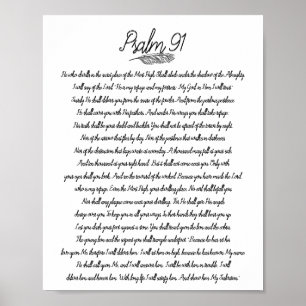 Poster Psaume 91 Décor Biblique Plume Art Chrétien