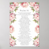 Poster Psaume 91 Écriture Bible Verse Floral Blush (Devant)