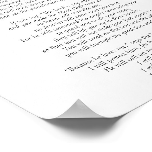 Poster Psaume 91 Écriture L'Éternel est mon refuge (Coin)