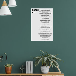 Poster Psaume 91 verset de la bible Christian Modern Scri