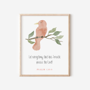 Poster Psaume chrétien 150:6 Aquarelle d'oiseau