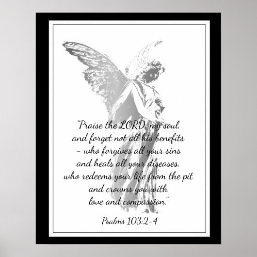 Poster Psaumes 103:2 Guérir la Bible Citation Angel (Devant)