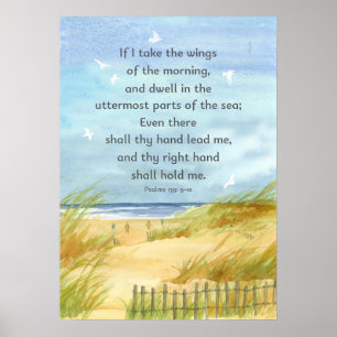 Poster Psaumes 139:9 Bible Écriture Ocean Beach Peinture
