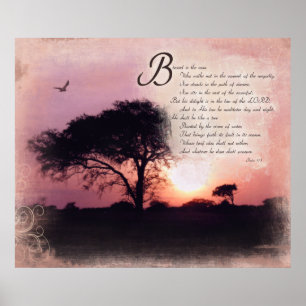 Poster Psaumes 1:1-3 Béni est l'homme - Encouragement