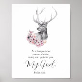 Poster Psaumes Aquarelle Cerf aux fleurs (Devant)