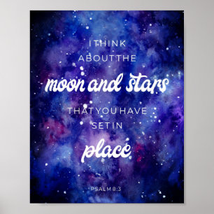 Poster Psaumes aquarelle Galaxy Stars Bible Verse Citatio