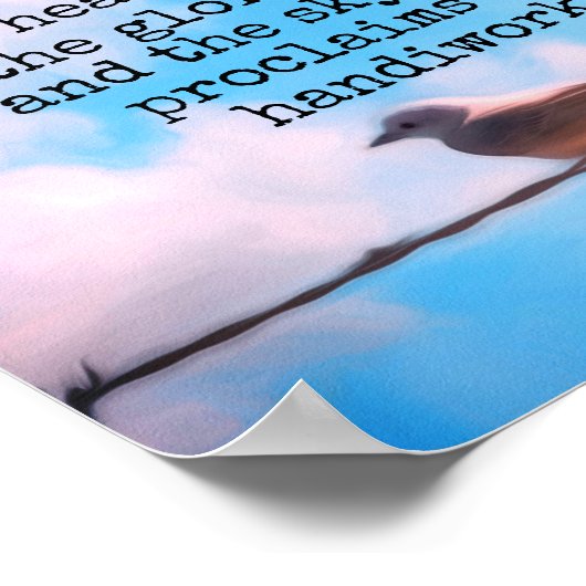 Poster Psaumes Bible verse joli ciel bleu avec oiseau (Coin)