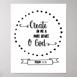 Poster Psaumes coeur pur Bible verse Calligraphie